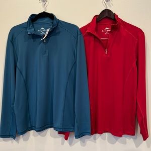 2 Tommy Bahama pullover half zip pull over size S- blue green and fuchsia